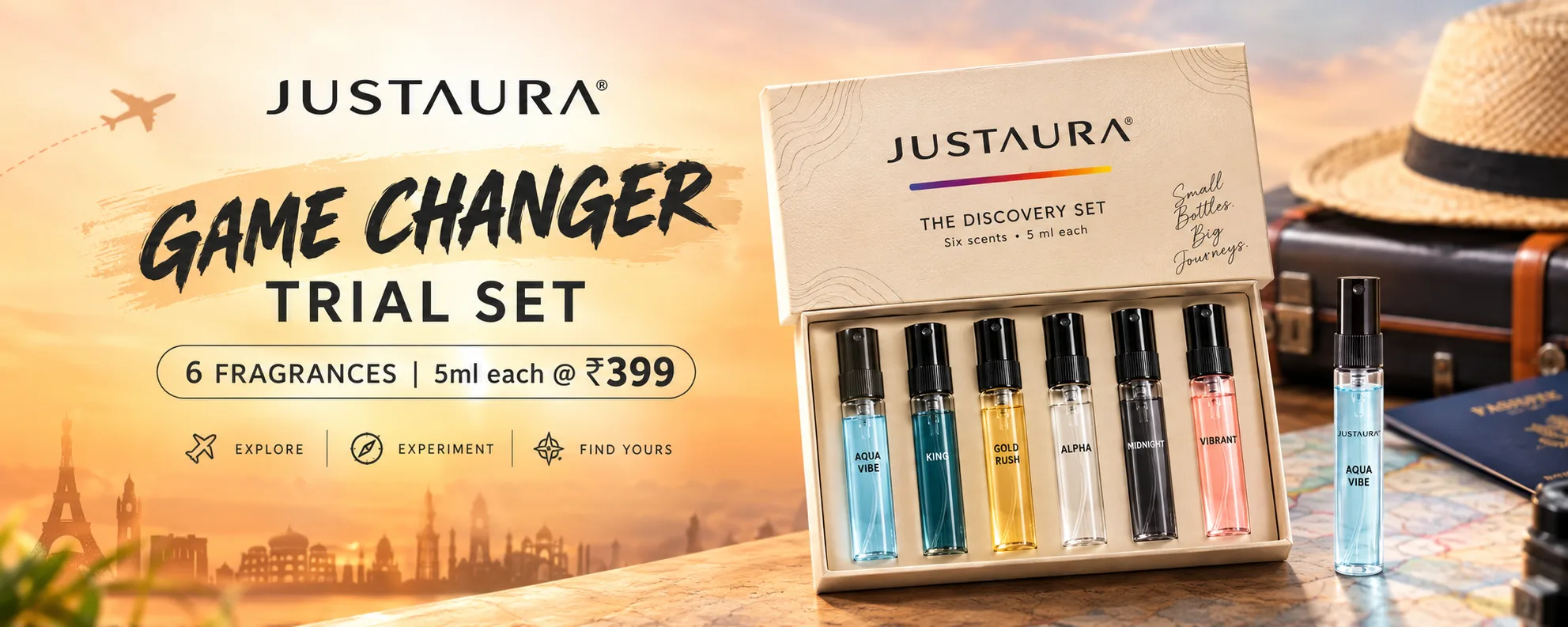 Game Changer Trial Set: 6 fragrances, 5 ml each at ₹399